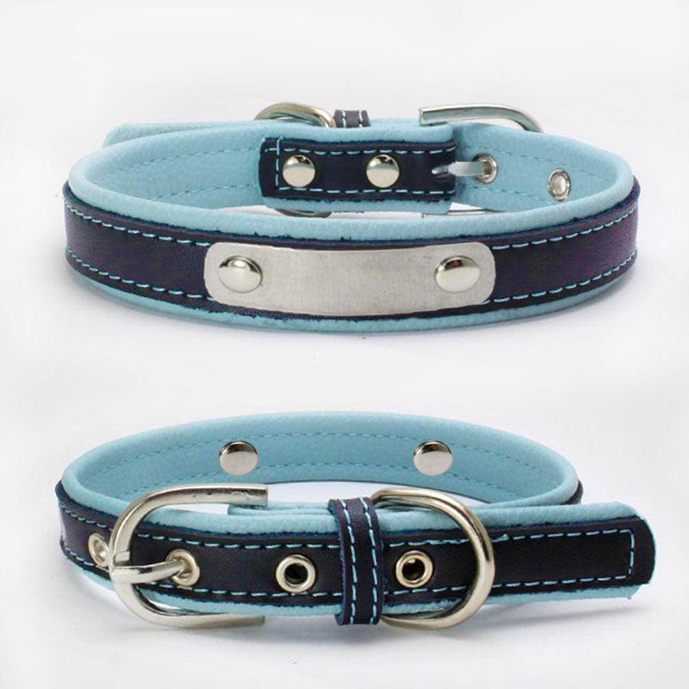 Double Leather Collar With Backing Collar For Dog Leash