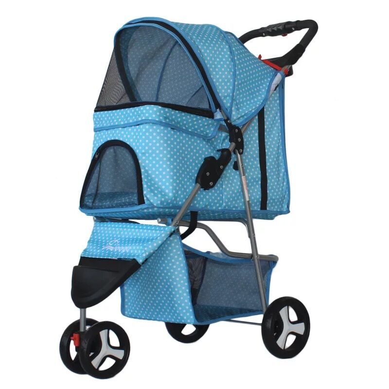 Lightweight Folding Pet Trolley Dog Out Stroller Three-wheeled