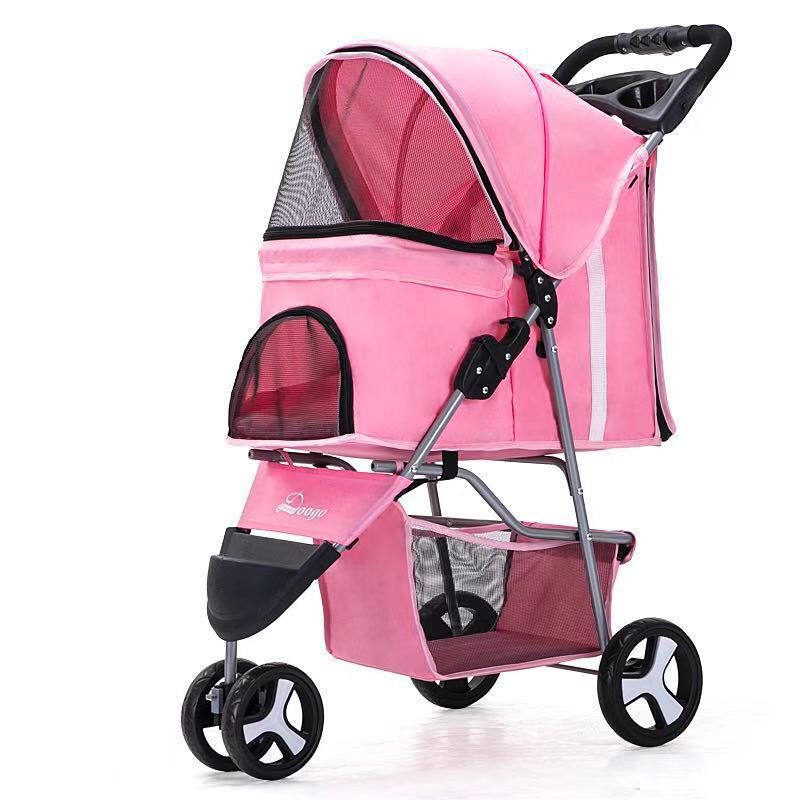Lightweight Folding Pet Trolley Dog Out Stroller Three-wheeled