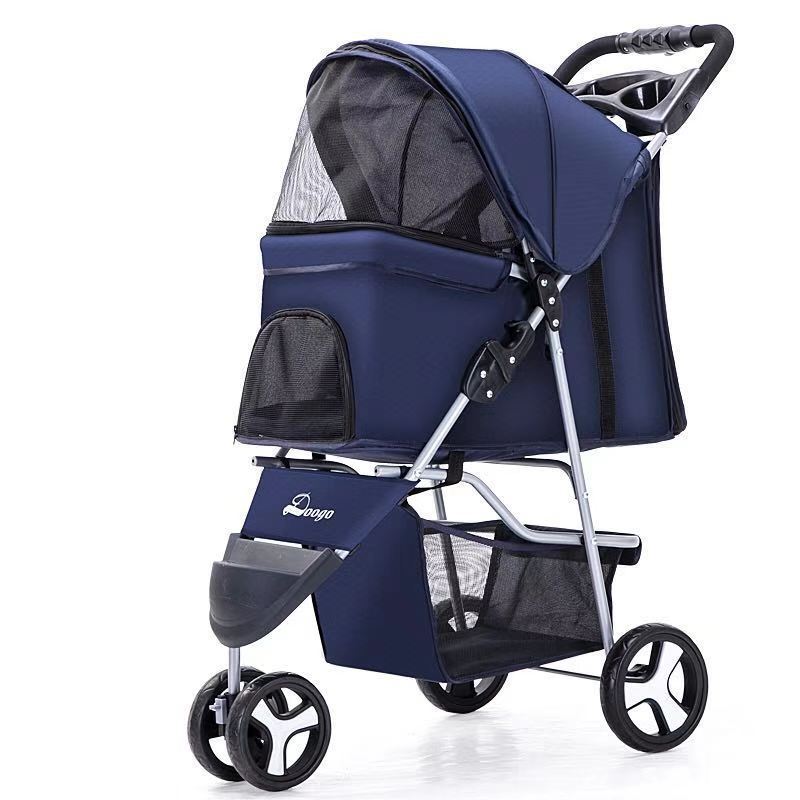 Lightweight Folding Pet Trolley Dog Out Stroller Three-wheeled