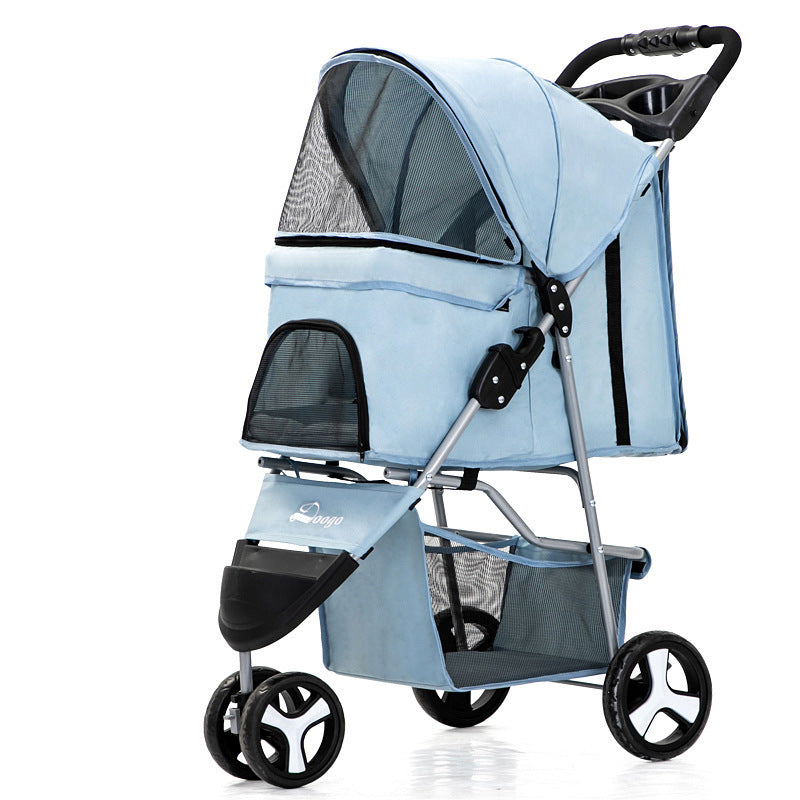 Lightweight Folding Pet Trolley Dog Out Stroller Three-wheeled