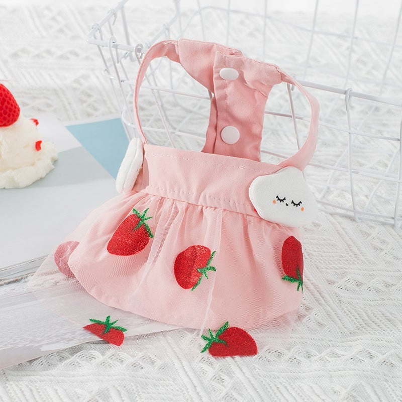 New Dog Clothes Cute Mesh Strawberry Strap Dress