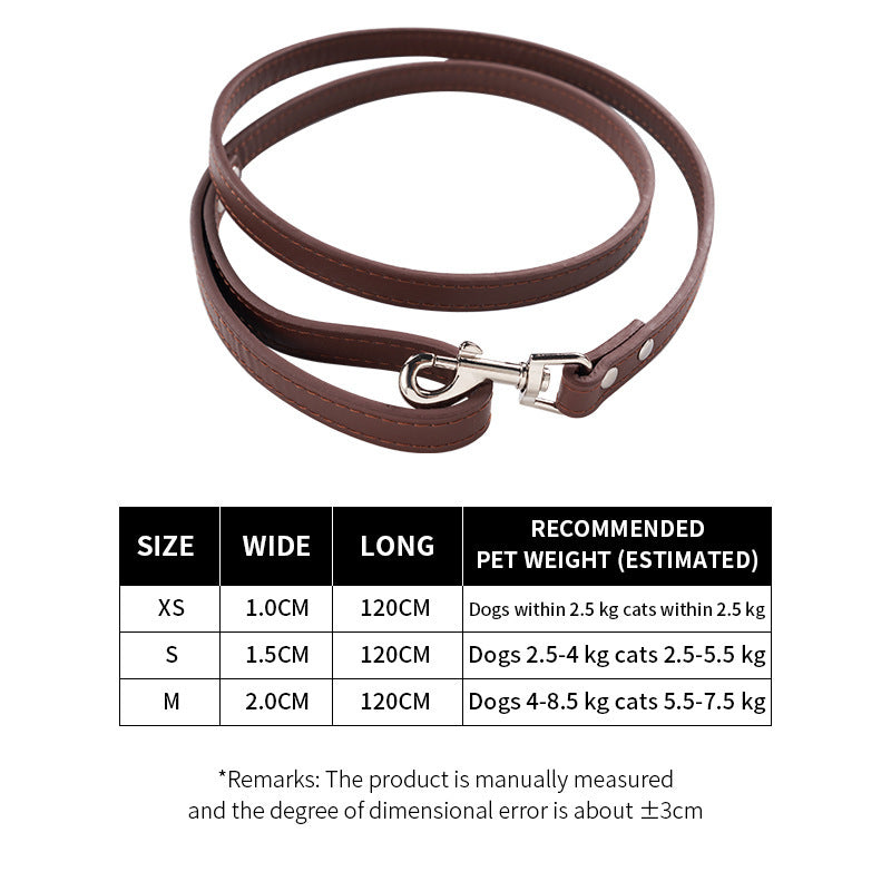 Pet Pulling Rope Dog PU Leather Dog Chain Traction Belt Outing Pulling Rope Dog Leash
