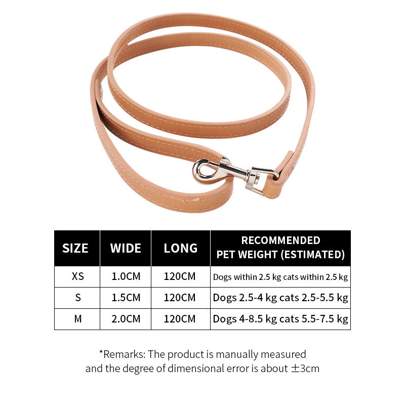 Pet Pulling Rope Dog PU Leather Dog Chain Traction Belt Outing Pulling Rope Dog Leash