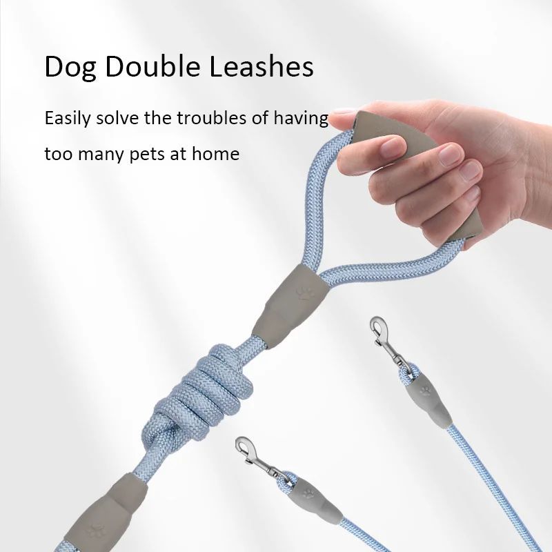 Double Dog Leash For 2 Dogs Nylon Rope Dual Leash For Small Medium Dogs With Soft Foam Handle Pet Leash Double Free