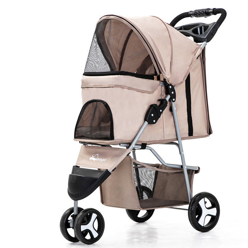 Lightweight Folding Pet Trolley Dog Out Stroller Three-wheeled