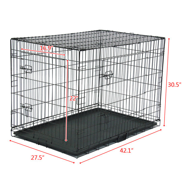 42 Inch Iron Foldable With Divider Plastic Tray Black Dog
