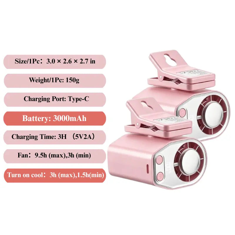 Joytutus 2026 Semiconductor Cooling Car Clip-On Fan - 360° Rotation, 100 Adjustable Speeds, LED Display, USB Rechargeable, Wide Clamp, 20-Hour Battery Life, High Velocity Car Seat Fan