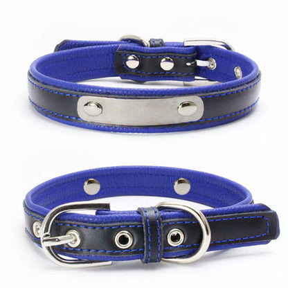 Double Leather Collar With Backing Collar For Dog Leash