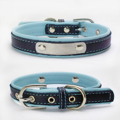 Double Leather Collar With Backing Collar For Dog Leash