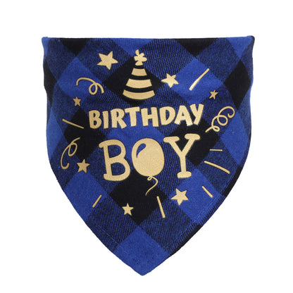 Cotton check dog scarf birthday party