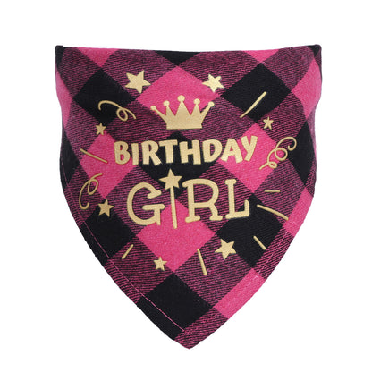 Cotton check dog scarf birthday party