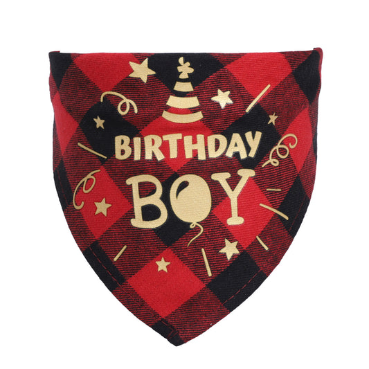 Cotton check dog scarf birthday party