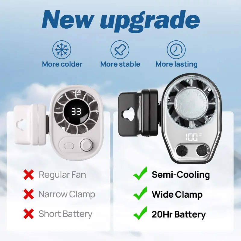 【Tiktokshopsummersale】Joytutus Carfan 2026 Semiconductor Cooling Car Clip on Fan - 360° Rotation, 100 Speeds Adjustable, LED Display, USB Rechargeable, Wide Clamp, 20Hr 3000Mah Battery, Car Accessories Car Fan Car Seat Fan High Velocity Fan Weeklydeals