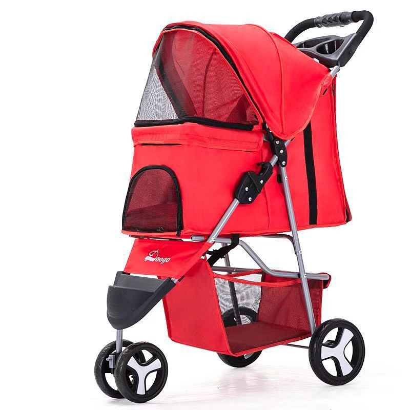 Lightweight Folding Pet Trolley Dog Out Stroller Three-wheeled