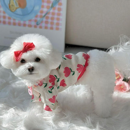 Dog Clothes Tulip Full Printed Waffle T-shirt