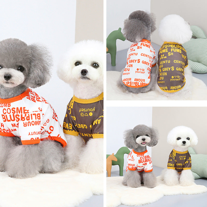 Dog Round Neck Letter T-shirt