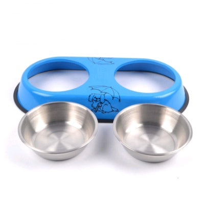 Stainless Steel Double Bowl Dog Food Non-Slip