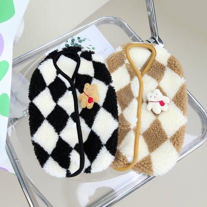 Pet Dog Diamond Plaid Warm Clothes