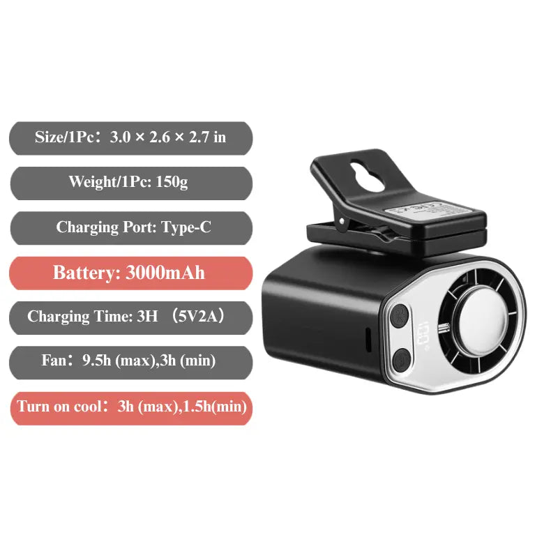【Tiktokshopsummersale】Joytutus Carfan 2026 Semiconductor Cooling Car Clip on Fan - 360° Rotation, 100 Speeds Adjustable, LED Display, USB Rechargeable, Wide Clamp, 20Hr 3000Mah Battery, Car Accessories Car Fan Car Seat Fan High Velocity Fan Weeklydeals