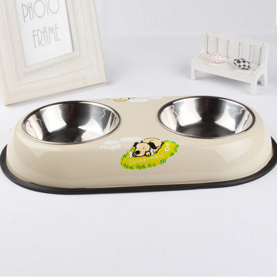 Stainless Steel Double Bowl Dog Food Non-Slip