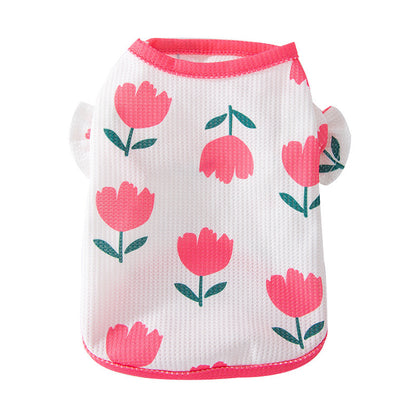 Dog Clothes Tulip Full Printed Waffle T-shirt