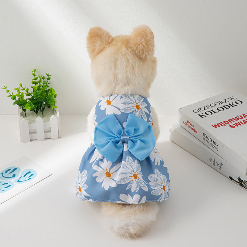 Summer  Floral Butterfly Knot Princess Dress