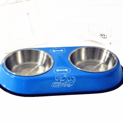 Stainless Steel Double Bowl Dog Food Non-Slip