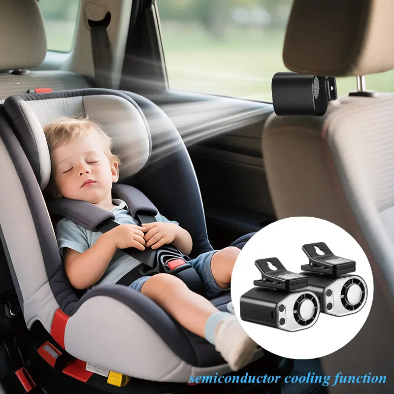 Joytutus 2026 Semiconductor Cooling Car Clip-On Fan - 360° Rotation, 100 Adjustable Speeds, LED Display, USB Rechargeable, Wide Clamp, 20-Hour Battery Life, High Velocity Car Seat Fan