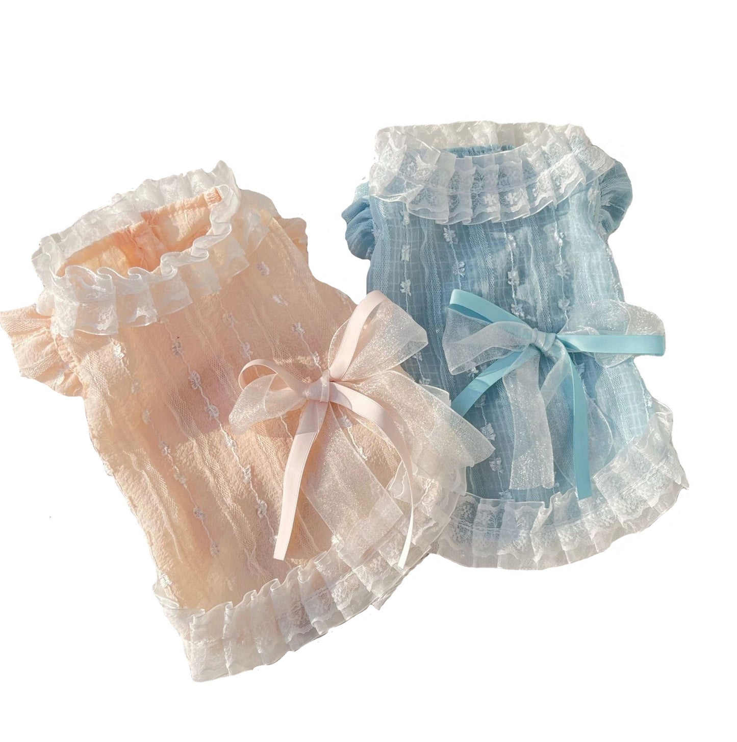 Chiffon Lace Bow Princess Dress Pet