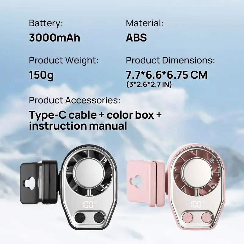 【Summer Survivals】Joytutus 2026 Semiconductor Cooling Car Clip on Fan with LED Display - 360° Rotation, 100 Speeds Adjustable, USB Rechargeable Personal Cooling Fan, 16℃ Semi-Cooling Wide Clamp 20Hr Battery 3000Mah Battery