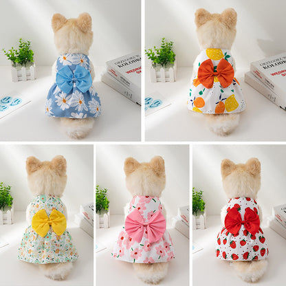 Summer  Floral Butterfly Knot Princess Dress