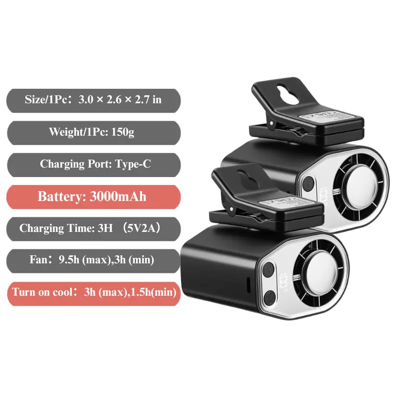 【Tiktokshopsummersale】Joytutus Carfan 2026 Semiconductor Cooling Car Clip on Fan - 360° Rotation, 100 Speeds Adjustable, LED Display, USB Rechargeable, Wide Clamp, 20Hr 3000Mah Battery, Car Accessories Car Fan Car Seat Fan High Velocity Fan Weeklydeals