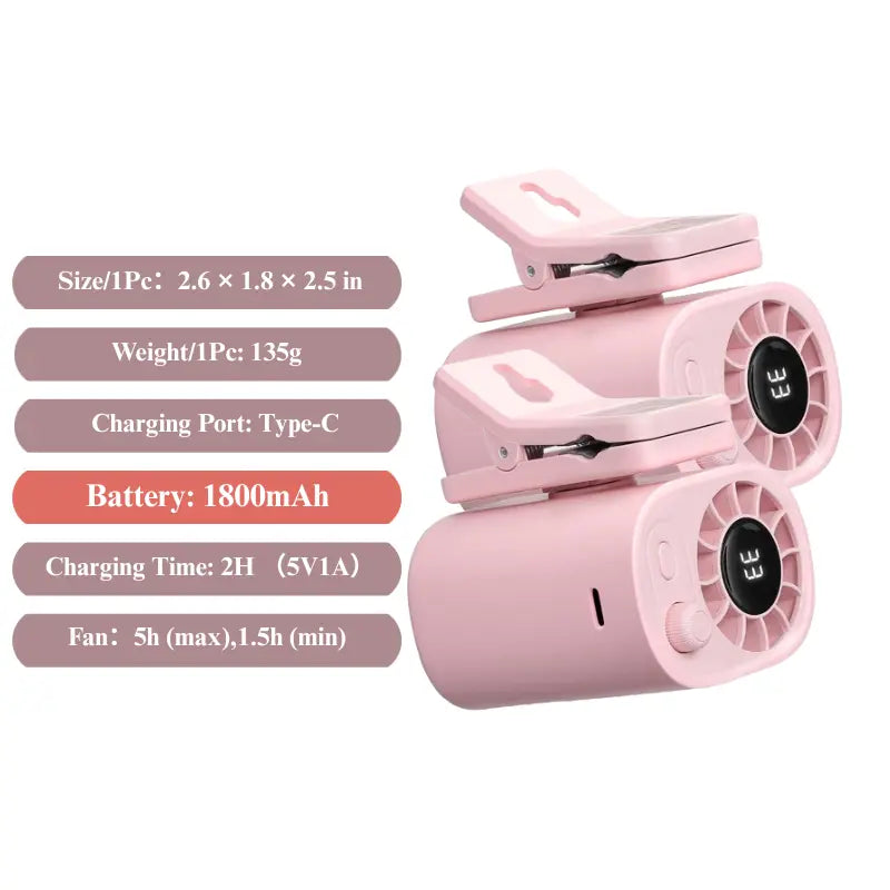 Joytutus 2026 Semiconductor Cooling Car Clip-On Fan - 360° Rotation, 100 Adjustable Speeds, LED Display, USB Rechargeable, Wide Clamp, 20-Hour Battery Life, High Velocity Car Seat Fan