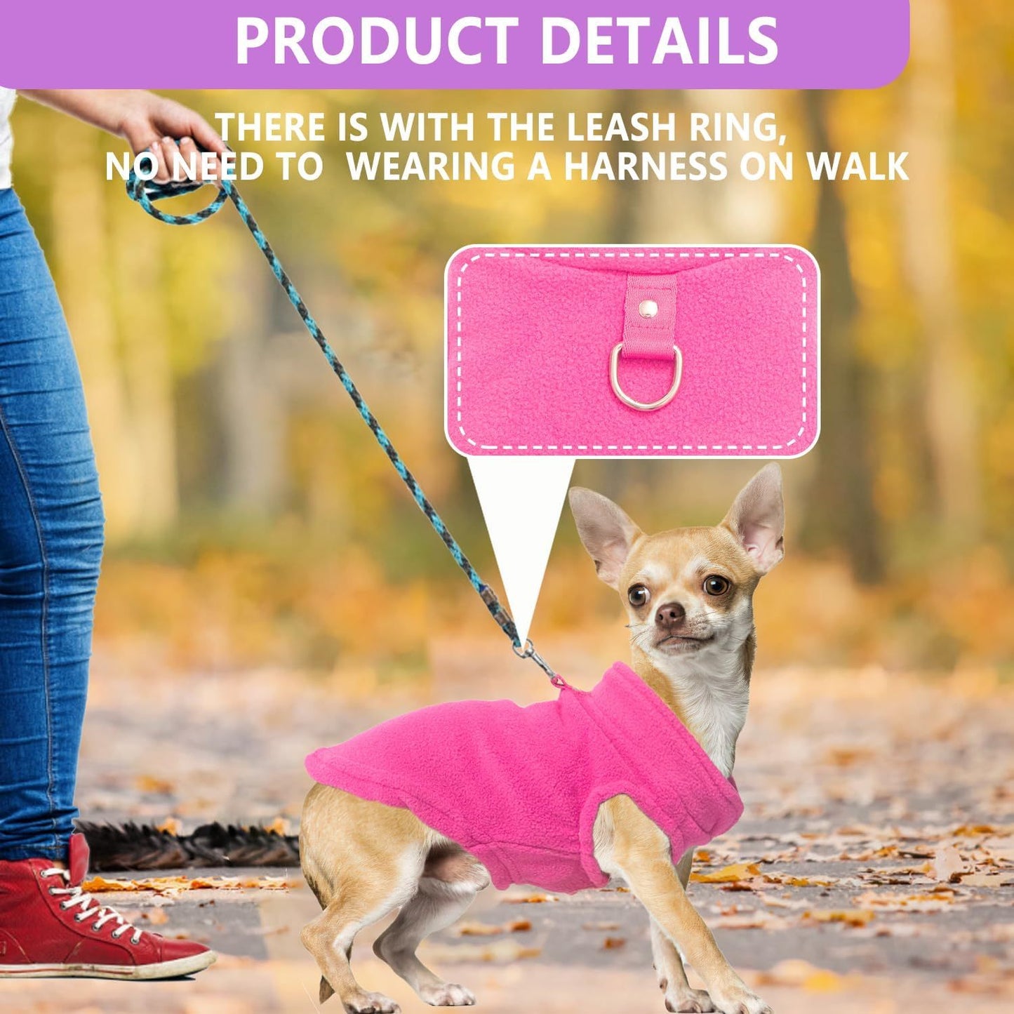 2 Pack Dog Sweater With Leash Ring