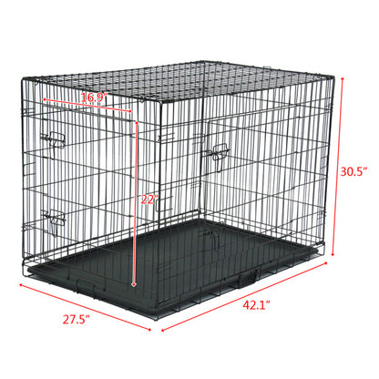 42 Inch Iron Foldable With Divider Plastic Tray Black Dog