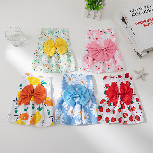 Summer  Floral Butterfly Knot Princess Dress