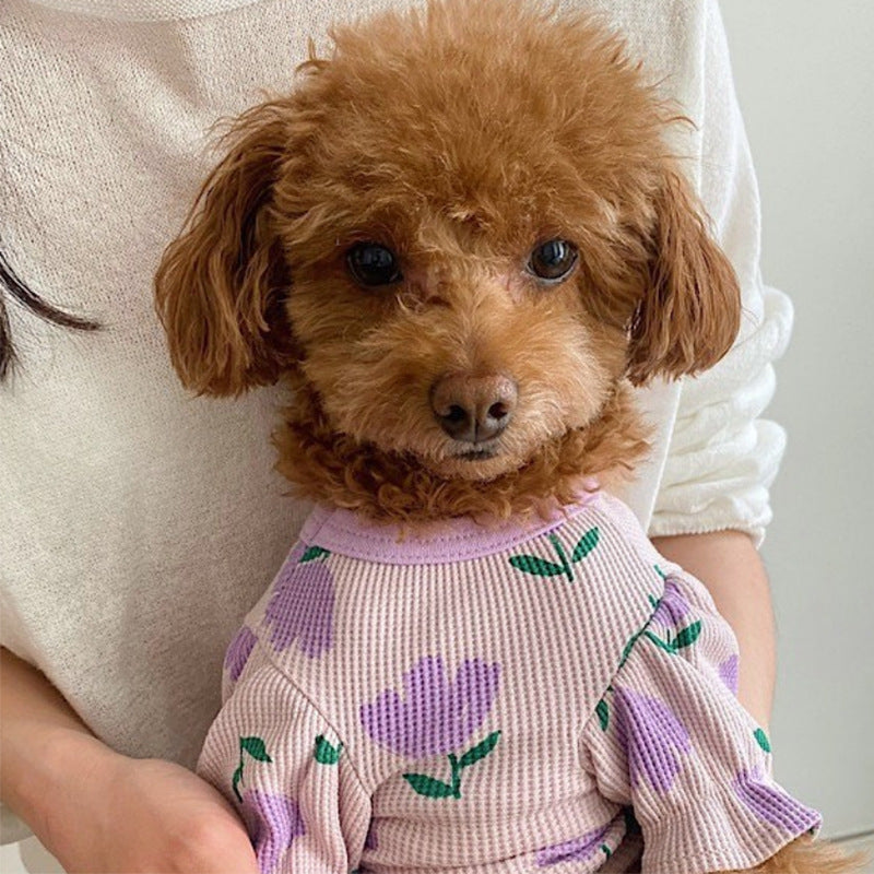 Dog Clothes Tulip Full Printed Waffle T-shirt