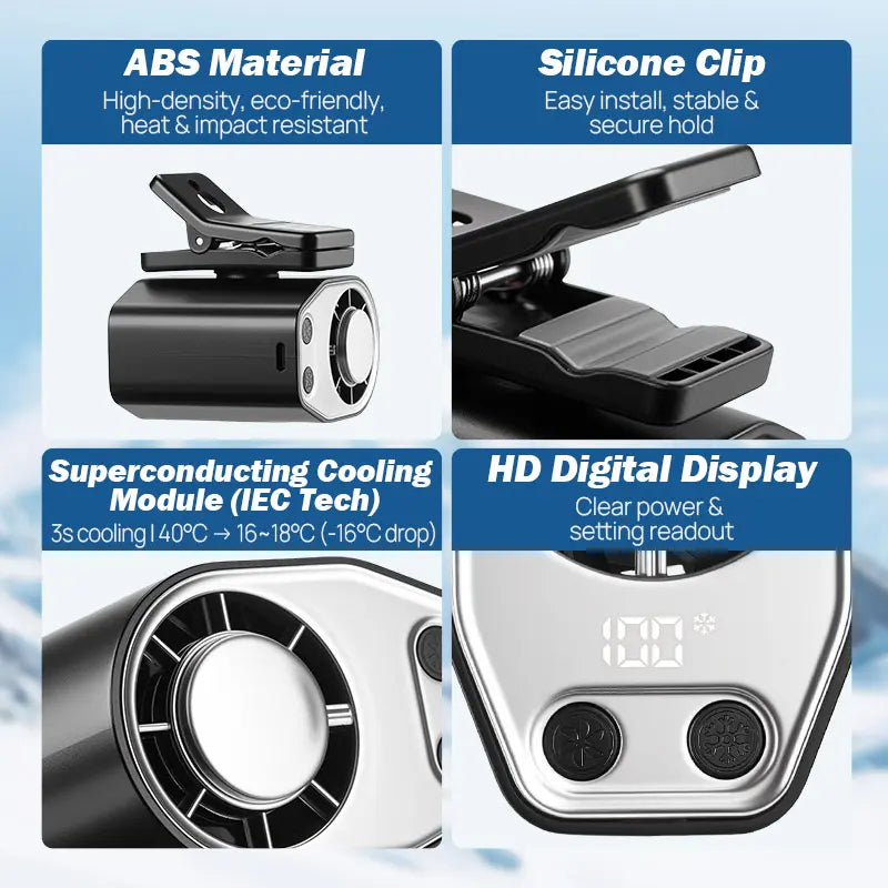 【Tiktokshopsummersale】Joytutus Carfan 2026 Semiconductor Cooling Car Clip on Fan - 360° Rotation, 100 Speeds Adjustable, LED Display, USB Rechargeable, Wide Clamp, 20Hr 3000Mah Battery, Car Accessories Car Fan Car Seat Fan High Velocity Fan Weeklydeals
