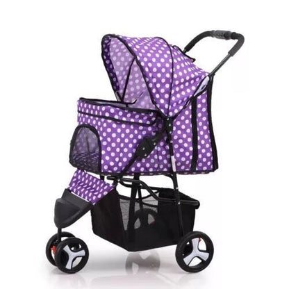 Lightweight Folding Pet Trolley Dog Out Stroller Three-wheeled